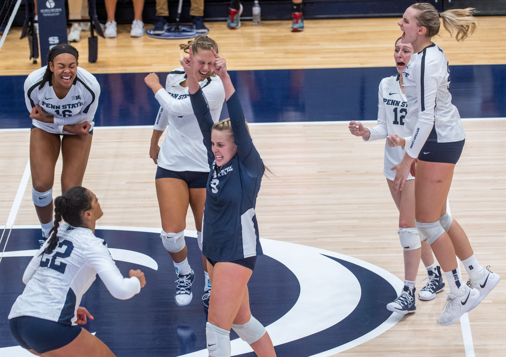 Penn State women's volleyball vs Stanford, Penn State celebrates point